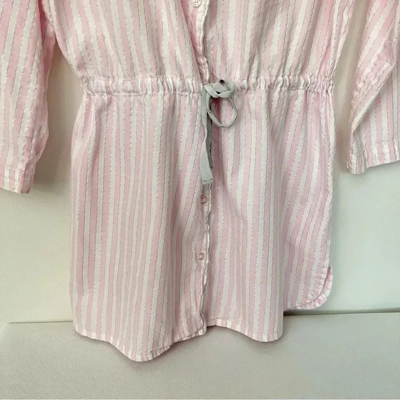 Victoria's Secret Shirt Dress Nightgown Pajama Size Small Pink White Silver - Picture 6 of 13
